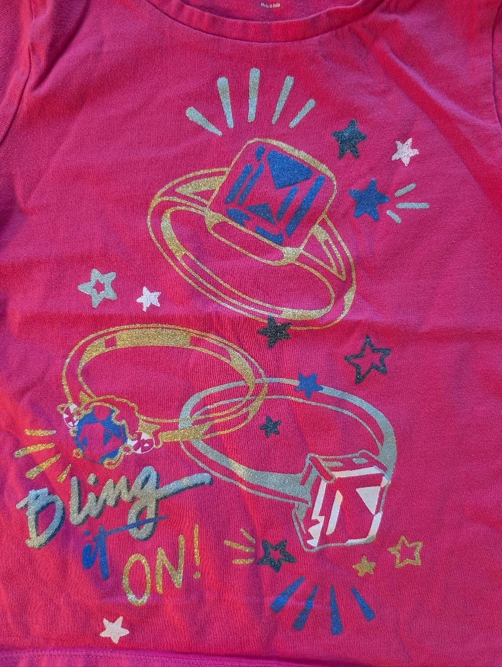 Gymboree Girls Pink Short Sleeve Tee with Metallic Ring Graphics Size S (5-6)